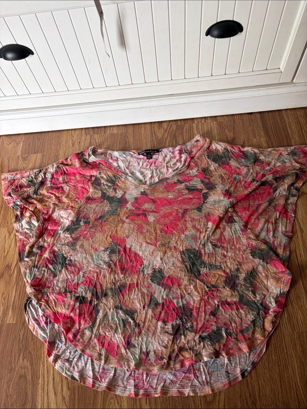 Marina Luna Pink, Green & Brown Floral Scoop-Neck Tunic